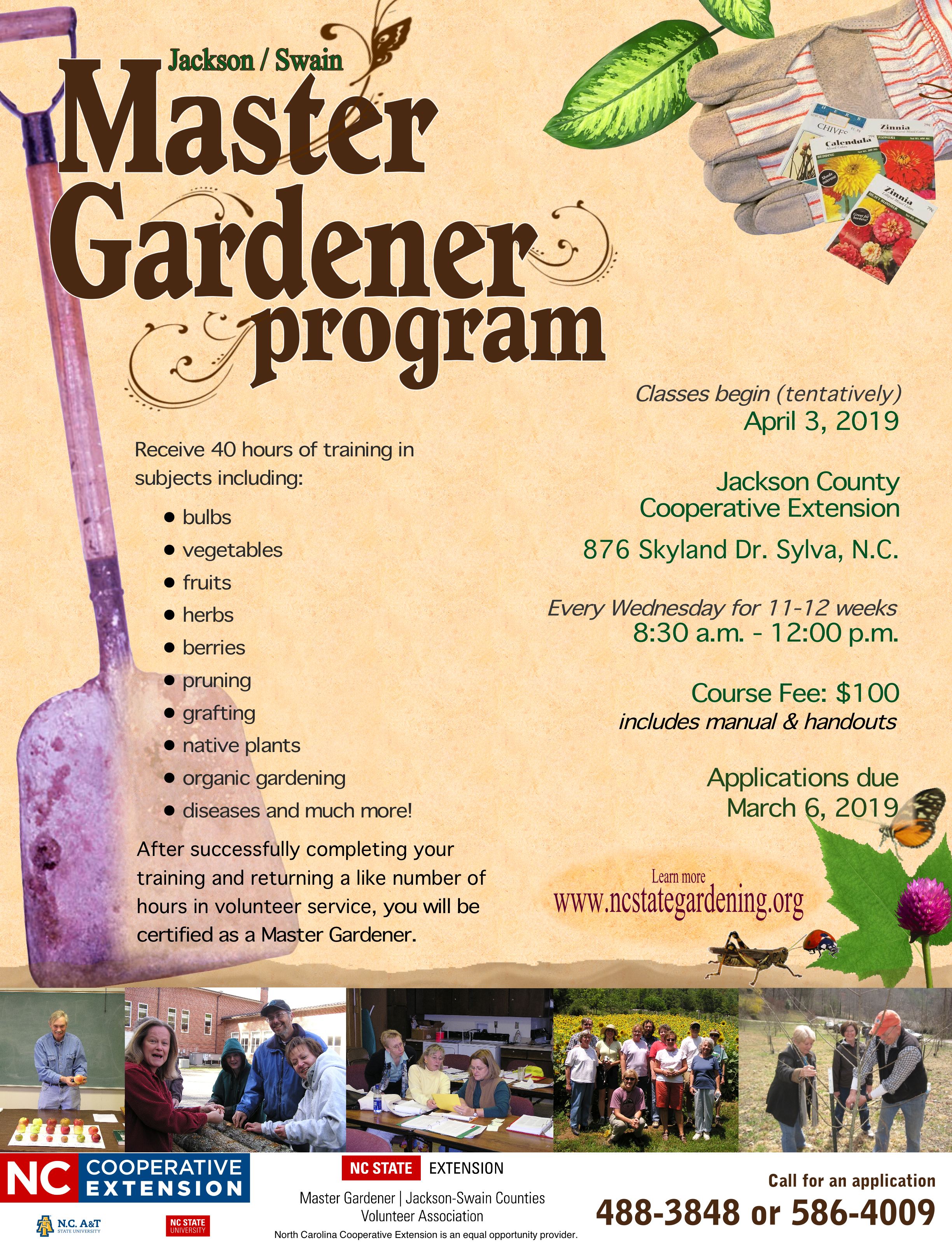 Upcoming 2019 Master Gardener Program North Carolina Cooperative