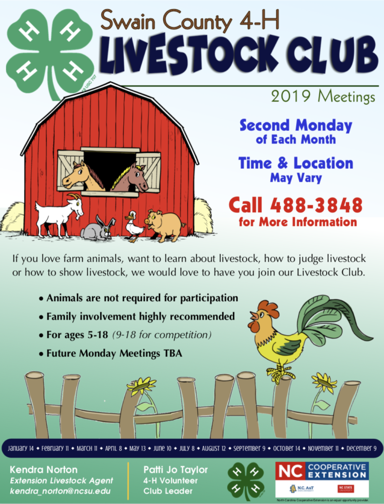 4-H Livestock Club flyer