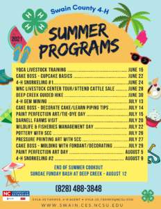 Swain County 4-H Summer Programs Lineup 2021