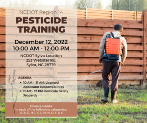 NCDOT Region 14 Pesticide Training December 2022