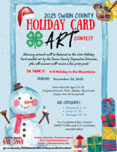 2025 4-H Holiday Card Art Contest Flyer